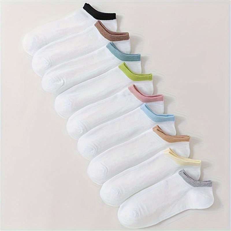 Colorblock Trim Socks Soft & Lightweight Ankle Socks Women's Stockings