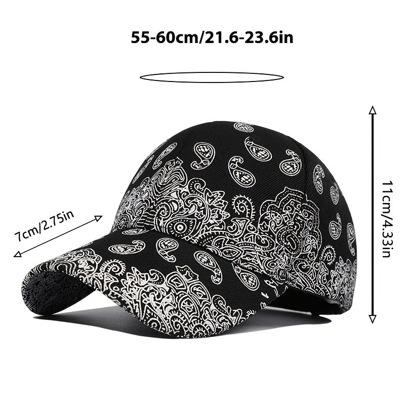 Men's Cashew Flower Printed Baseball Cap Street Hip Hop Cap Sun Visor