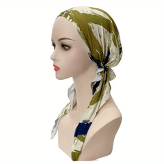 Floral Print Head Wraps Soft Turban Casual Bonnet Ramadan Head Scarf