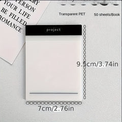 50 Sheets Transparent Plan Sticky Notes Key Grid Horizontal Lines