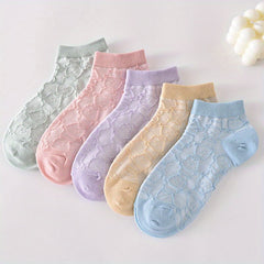 5 Pairs 3D Textured Socks Low Cut Women's Stockings