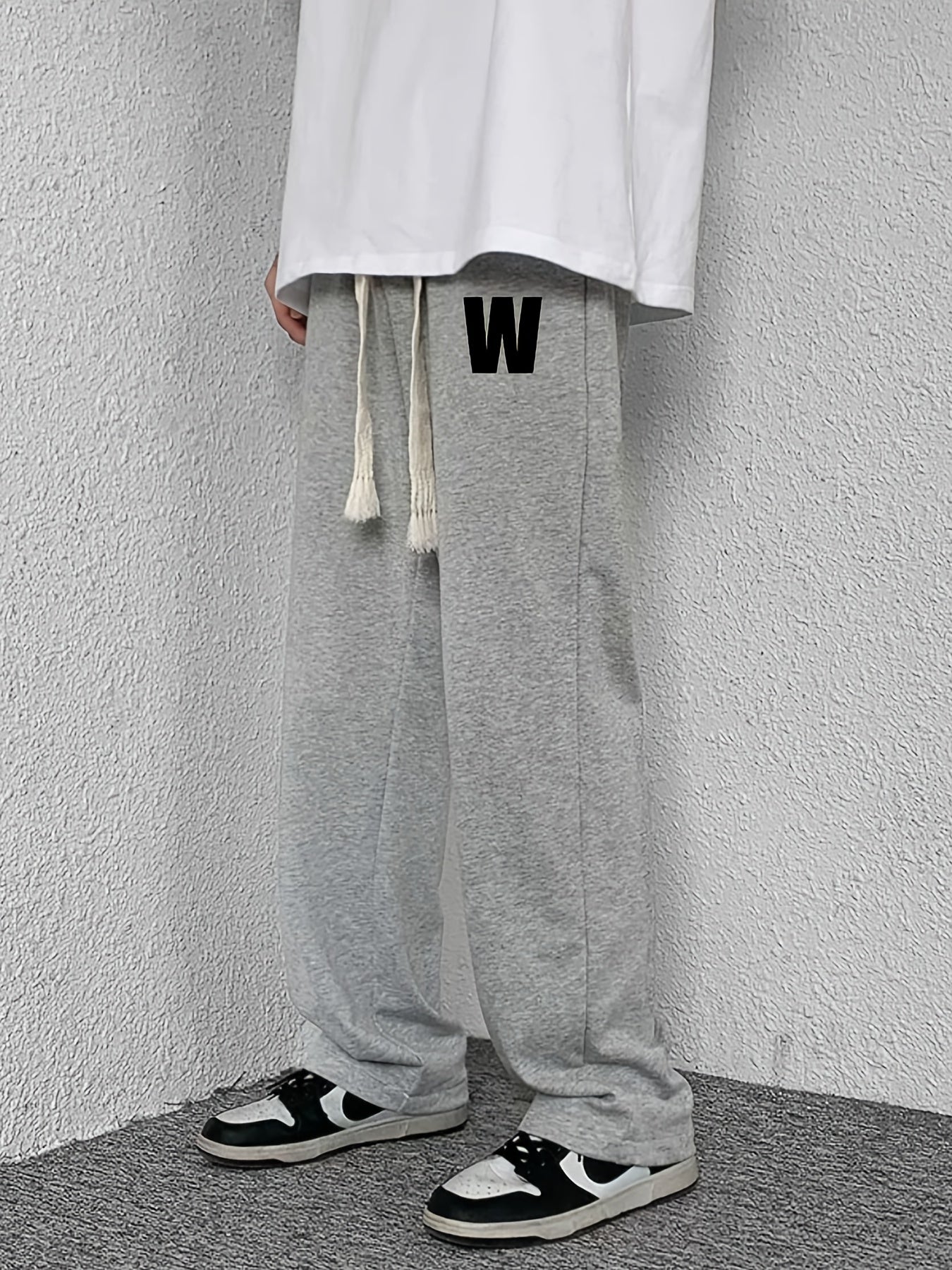 Men's Loose Fit Letter W Drawstring Pants Spring/Fall