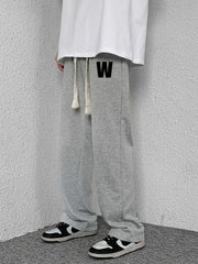 Men's Loose Fit Letter W Drawstring Pants Spring/Fall
