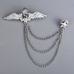 Alloy Artificial Diamond Wings Brooch Chain Style Pin Corsage