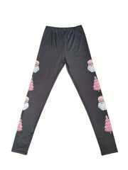Christmas Print Skinny Leggings Elastic Waist Stretchy Leggings