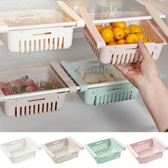 2Pcs Fridge Drawer Organizer Pull Out Retractable Fridge Shelf Storage Rack