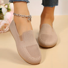 Women's Knit Mesh Slip On Flat Shoes Lightweight & Comfortable