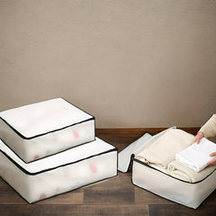 3pcs Foldable Fabric Storage Bins with Zipper Closure - Space Saving