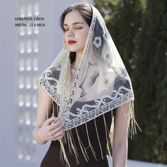 Long Tassel Triangle Scarf Butterfly Embroidery Shawl Women Outdoor