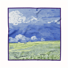 Oil Painting Print Square Scarf Shawl Twill Satin Silk Scarf