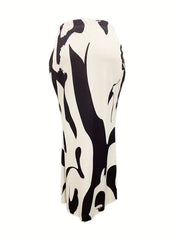 Graphic Print Elastic Waist Skirt Bodycon Skirt Spring & Summer