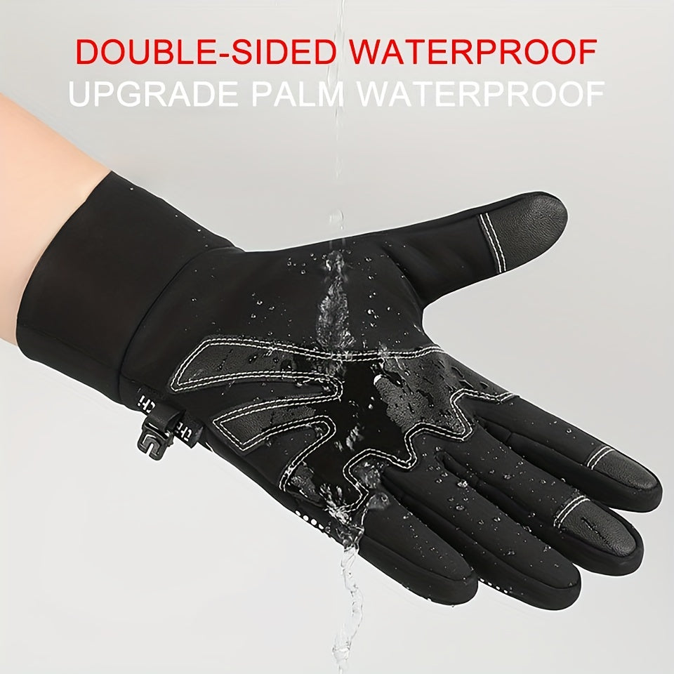 Winter Waterproof Touch Screen Gloves Warm Velvet Thickened Fishing Cycling Glov