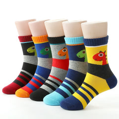 5 Pairs Kids Dinosaur Graphic Cotton Crew Socks
