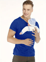 Men's Short Sleeve V Neck T Shirt With Kangaroo Pocket