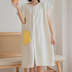 Soft Absorbent Bathrobe with Pocket for Women