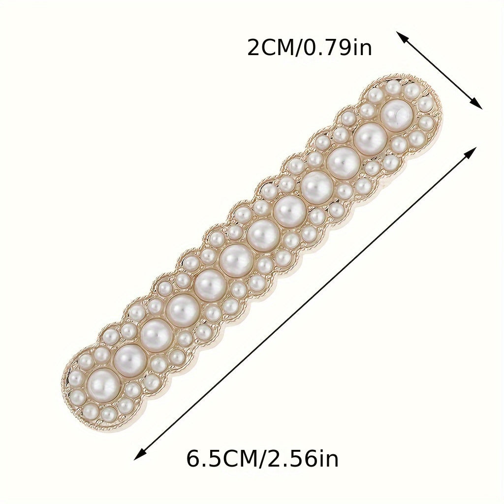 Pearl Hair Clip Square Hairpin Spring Clip