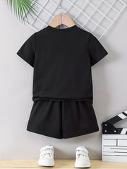 Boy's Happy Skull Print 2pcs Set: T-shirt & Shorts