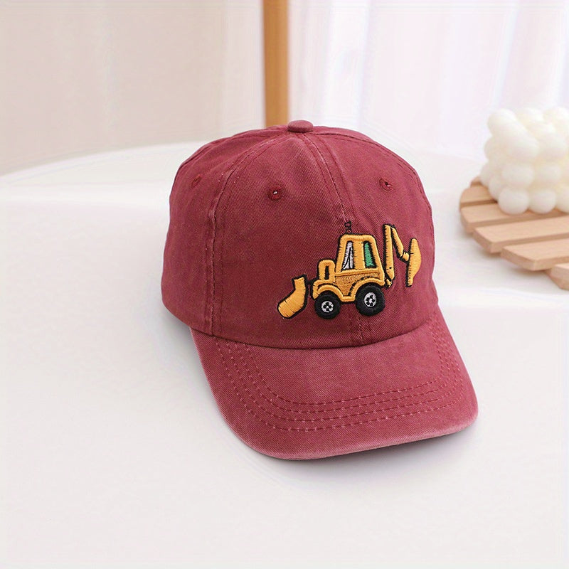 Kids Excavator Embroidered Adjustable Baseball Cap Sun Screen Sport Hat