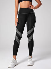 High Waist Yoga Leggings with Contrast Stripes