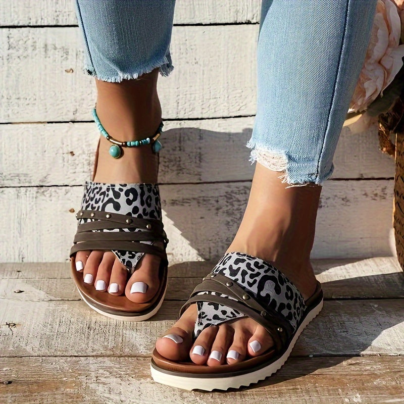 Leopard Print Outdoor Slippers Non slip Beach Sandals