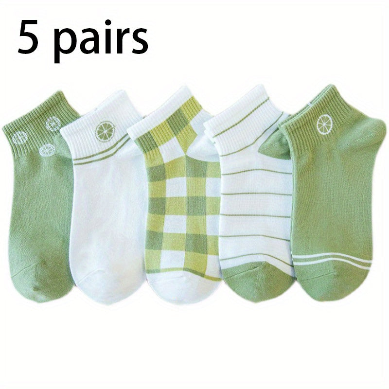 Girls Cartoon Fruit Pattern Socks Breathable Comfy Short Socks