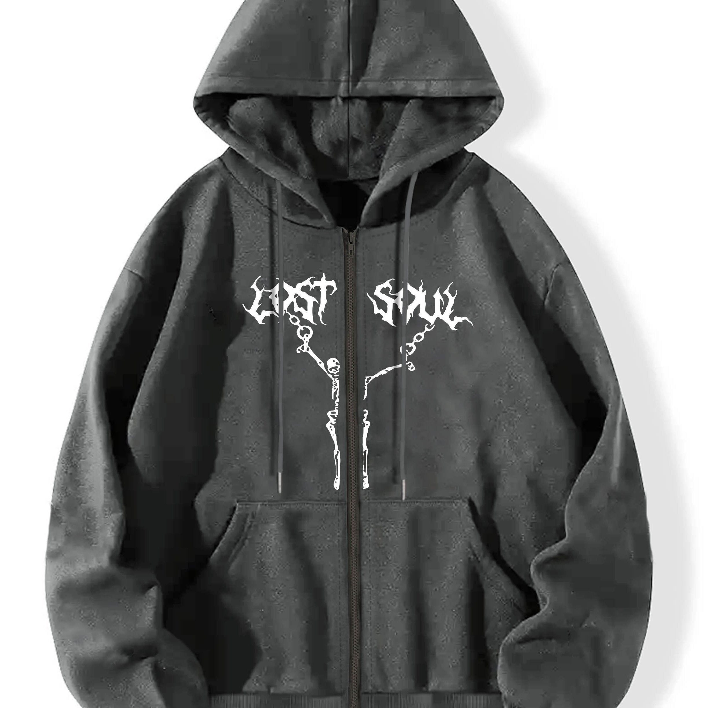 Skull Graphic Halloween Hoodie Long Sleeve Drawstring Top