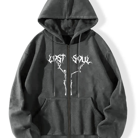 Skull Graphic Halloween Hoodie Long Sleeve Drawstring Top