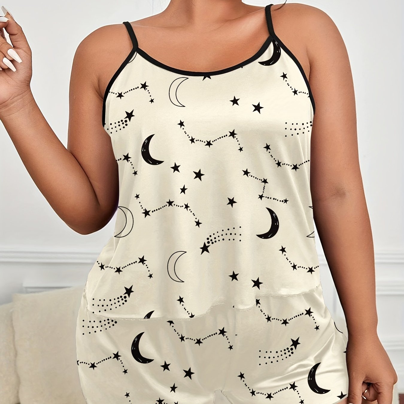 Moon & Star Print Cami Top & Shorts 2pcs Set