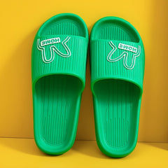 Women's Rabbit & Letter Flat Slippers Soft Non slip Open Toe Bathroom Slides