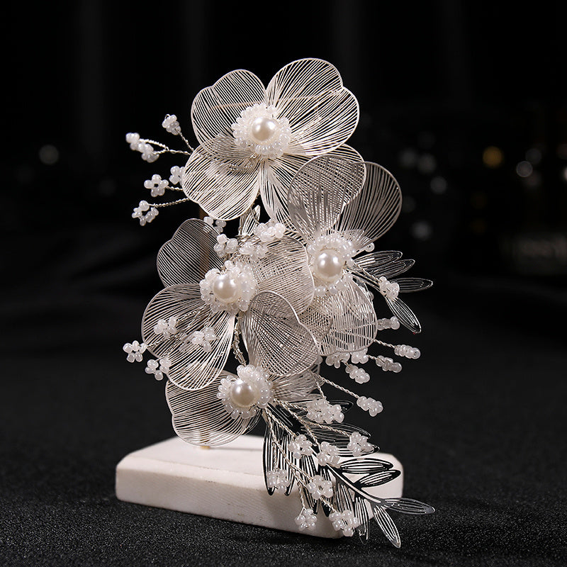 Bridal Wedding Headband Flower Faux Pearl Hairpin Hair Accessories