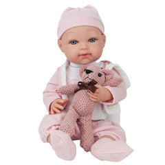 17 Inch Reborn Dolls Soft Vinyl Waterproof Doll With Plush Bear