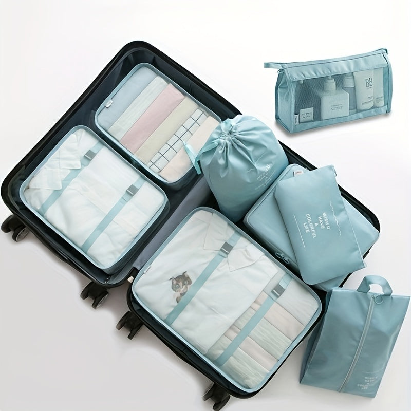 8pcs Travel Luggage Packing Cubes Clothes Storage Bag Shoes Bag