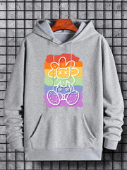 Rainbow Bear Flower Print Hoodie Men's Sweatshirt