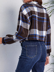 Plaid Crop Jacket Long Sleeve Lapel Jacket Women's Streetwear