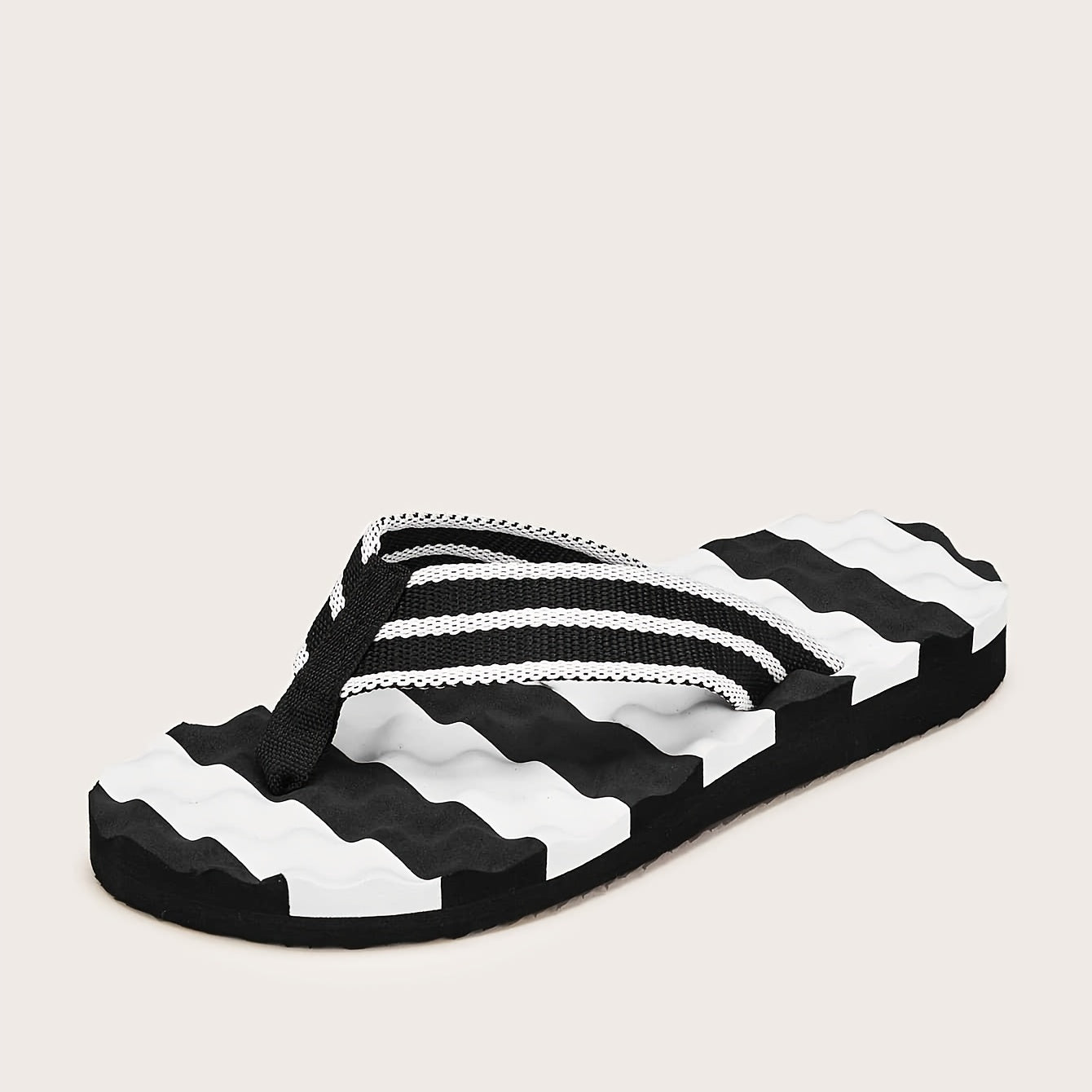 Men's Striped Flip Flops Arch Support Summer Comfortable Non Slip Thong Sandals