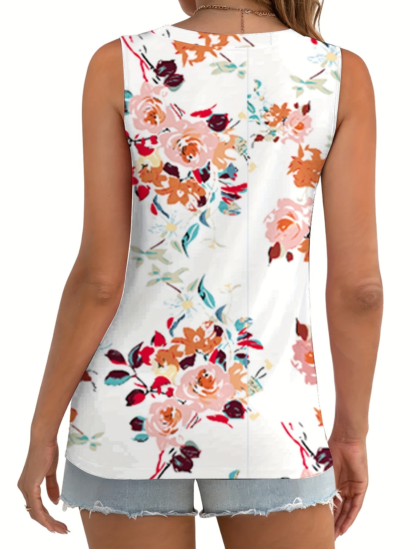 Floral Tank Top Twist Front Sleeveless Summer Casual Wear