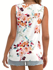 Floral Tank Top Twist Front Sleeveless Summer Casual Wear
