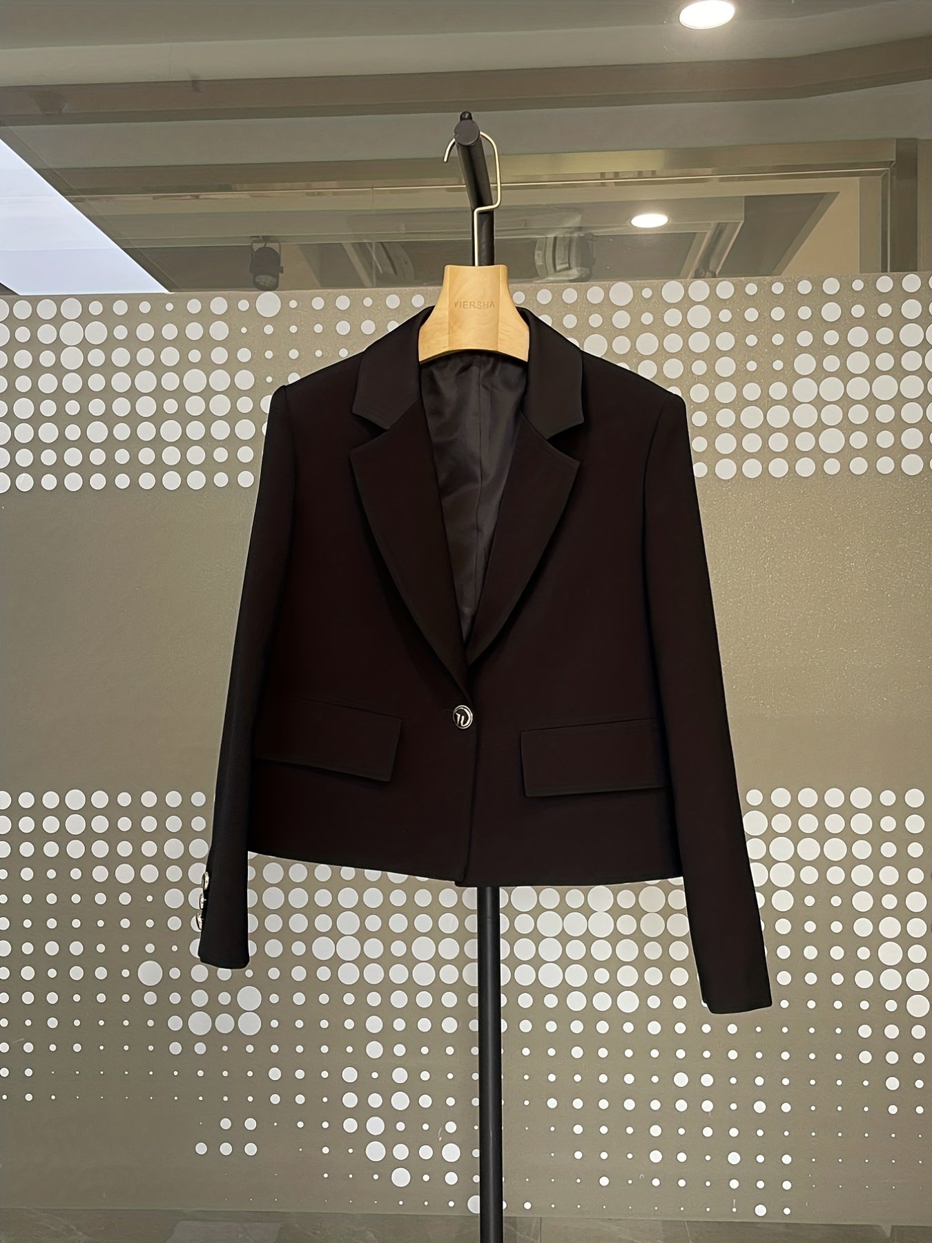 Button Lapel Neck Blazer Crop Blazer Long Sleeve