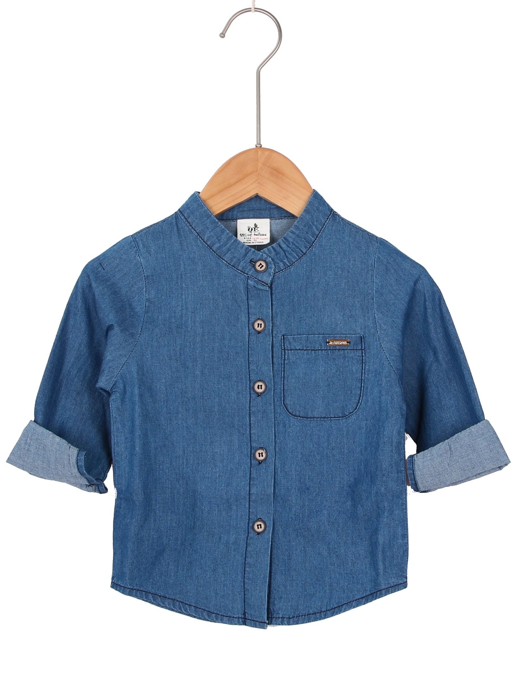 Boys Denim Shirt Stand Collar Button Casual Kids Clothes