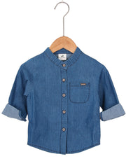 Boys Denim Shirt Stand Collar Button Casual Kids Clothes
