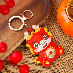 Chinese Zodiac Dragon PU Leather Keychain Backpack Pendant Year Gift