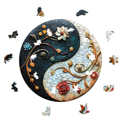 Yin Yang Floral Puzzle Decorative Art Painting