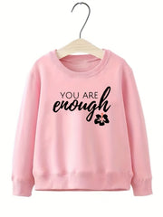 Girls Round Neck Sweatshirt Long Sleeve Top Pullovers