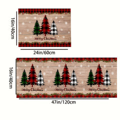 2pcs Thickened Christmas Area Rug Anti-slip Stain Resistant Kitchen Rug