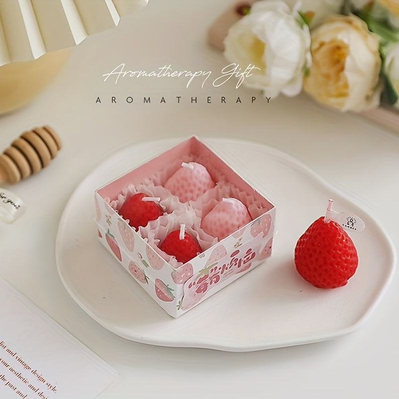 Fruit Aroma Candle Strawberry Scented 9pcs Box Stress Relief Deco