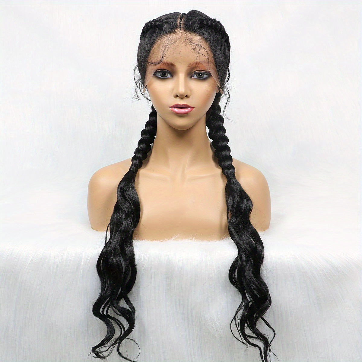 12 Cm Synthetic Cornrow Braided Wigs Lace Front Wigs With Baby Hair