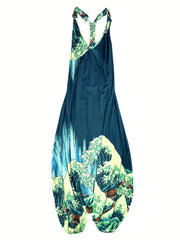 Floral Print V Neck Harem Jumpsuit Women's Clothing