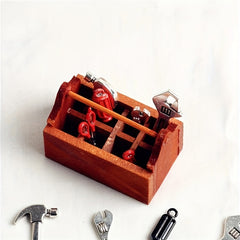 8 Pcs Mini Wooden Toolbox Metal Alloy Tool