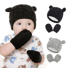 Cute Knitted Hat & Mittens Set for Newborns & Toddlers