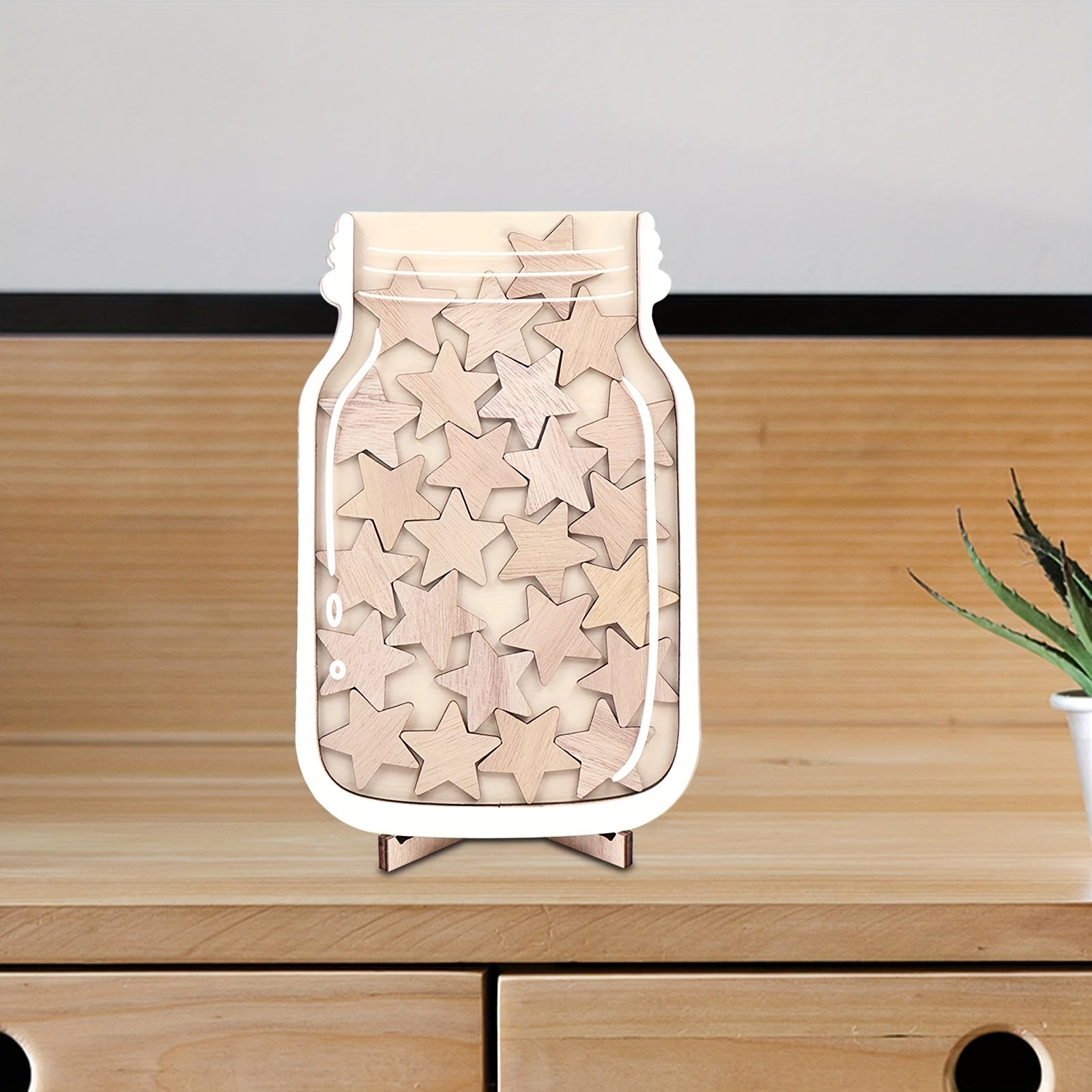 Wooden Reward Jar with Stars Incentive Reward Jar